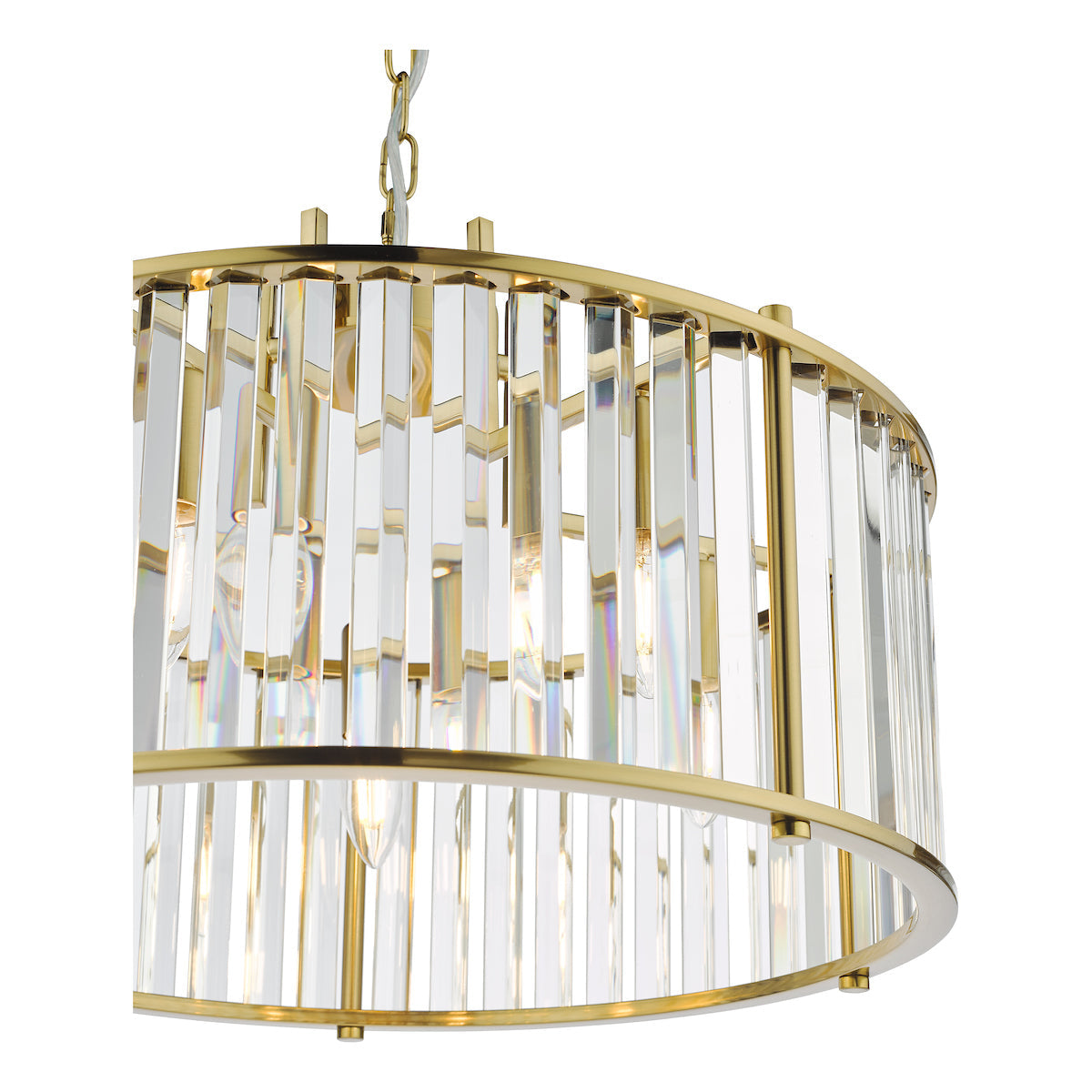 Dar Kiran 5 Light Pendant Natural Brass and Glass –  from Amos Lighting + Home