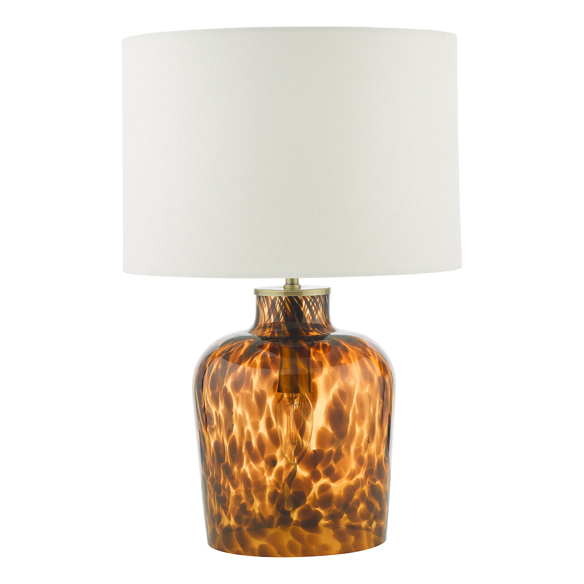 Dar Leandra Dual Light Table Lamp Tortoiseshell Glass With Shade –  from Amos Lighting + Home