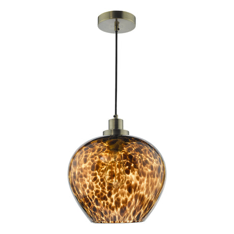 Dar Leandra Pendant Tortoiseshell Glass and Antique Brass –  from Amos Lighting + Home