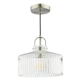 Dar Lenka Pendant Satin Nickel and Ribbed Glass –  from Amos Lighting + Home