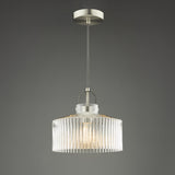 Dar Lenka Pendant Satin Nickel and Ribbed Glass –  from Amos Lighting + Home