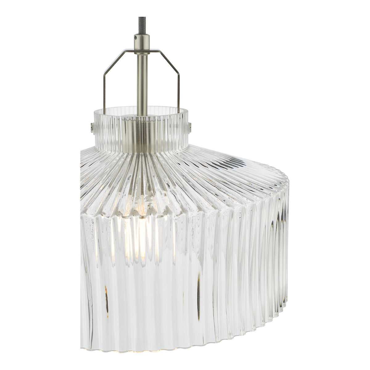 Dar Lenka Pendant Satin Nickel and Ribbed Glass –  from Amos Lighting + Home