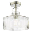 Dar Lenka Semi-Flush Satin Nickel and Ribbed Glass –  from Amos Lighting + Home