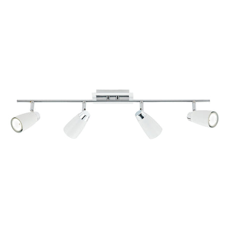 Dar Loft 4 Light Bar Spotlight Matt White Polished Chrome –  from Amos Lighting + Home