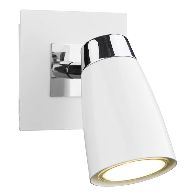 Dar Loft Single Wall Spotlight Matt White Polished Chrome –  from Amos Lighting + Home