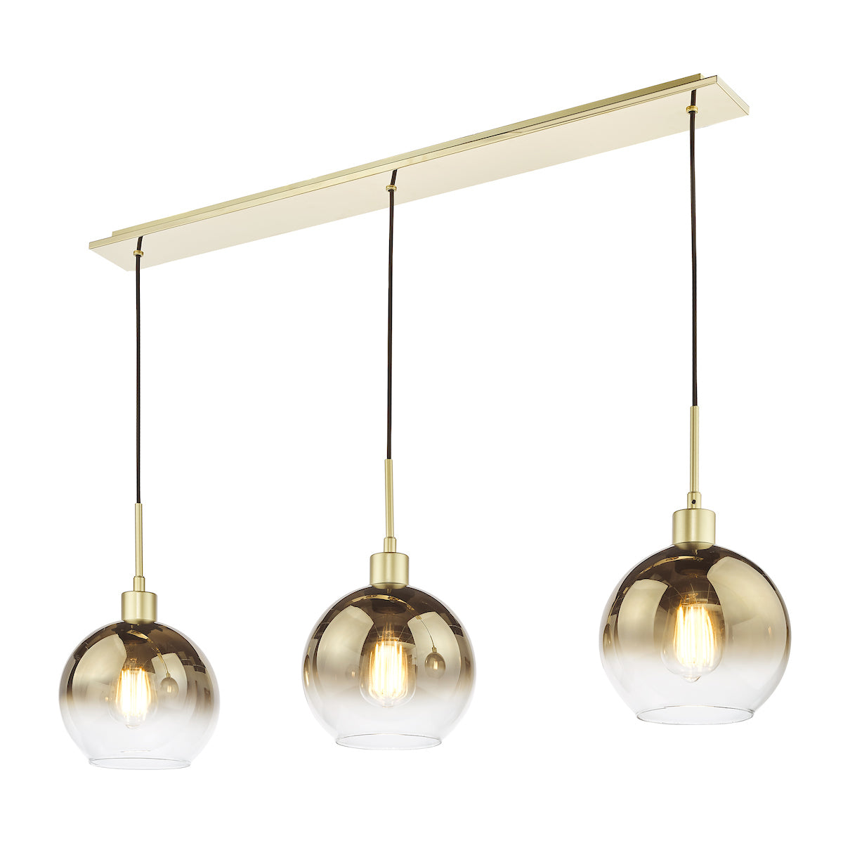 Dar Lycia 3 Light Bar Pendant Satin Gold and Gold Ombre Glass –  from Amos Lighting + Home