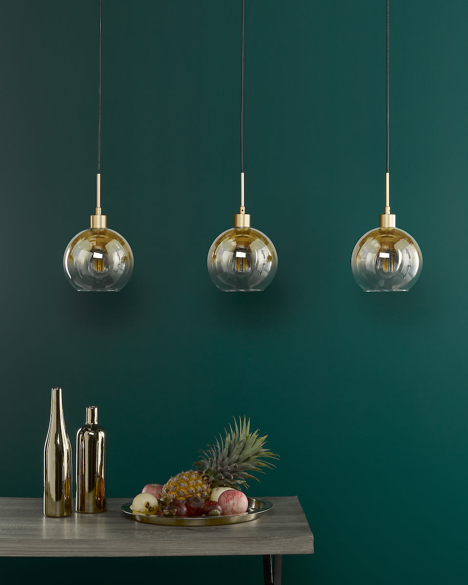 Dar Lycia 3 Light Bar Pendant Satin Gold and Gold Ombre Glass –  from Amos Lighting + Home