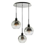 Dar Lycia 3 Light Cluster Pendant Matt Black and Ombre Smoked Glass from Amos Lighting + Home