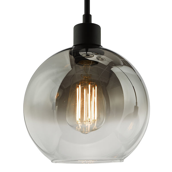 Dar Lycia 3 Light Cluster Pendant Matt Black and Ombre Smoked Glass from Amos Lighting + Home