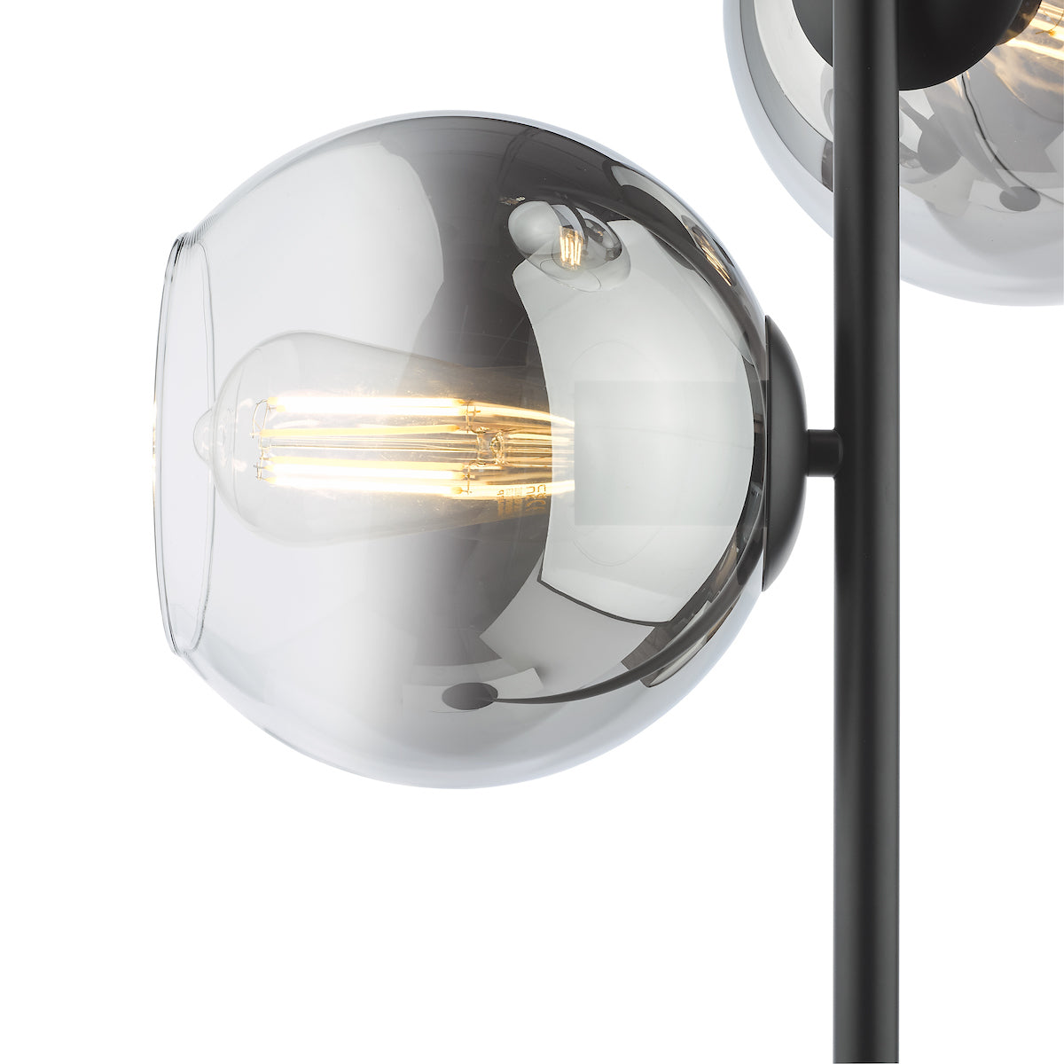 Dar Lycia 3 Light Floor Lamp Matt Black and Ombre Smoked Glass –  from Amos Lighting + Home