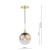 Dar Lycia Pendant Polished Gold and Gold Ombre Glass –  from Amos Lighting + Home