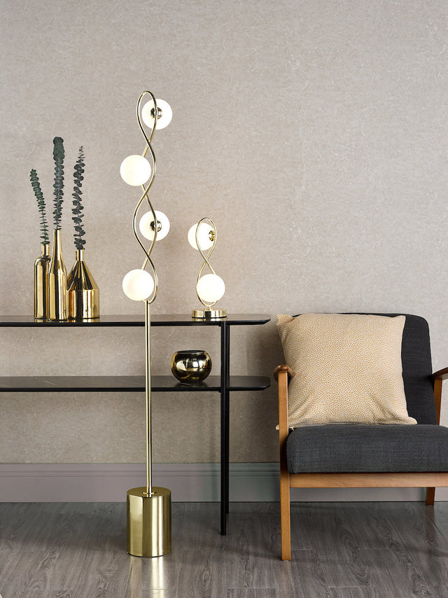 Dar Lysandra 2 Light Table Lamp Polished Gold and Opal Glass –  from Amos Lighting + Home