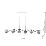 Dar Lysandra 6 Light Bar Pendant Polished Chrome and Smoked Glass –  from Amos Lighting + Home