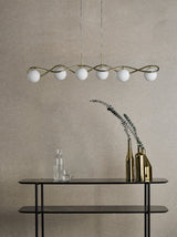 Dar Lysandra 6 Light Bar Pendant Polished Gold and Opal Glass –  from Amos Lighting + Home