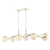 Dar Lysandra 6 Light Bar Pendant Polished Gold and Opal Glass –  from Amos Lighting + Home