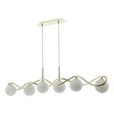 Dar Lysandra 6 Light Bar Pendant Polished Gold and Opal Glass –  from Amos Lighting + Home