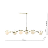 Dar Lysandra 6 Light Bar Pendant Polished Gold and Opal Glass –  from Amos Lighting + Home