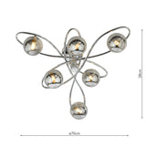 Dar Lysandra 6 Light Semi-Flush Polished Chrome and Smoked Glass –  from Amos Lighting + Home