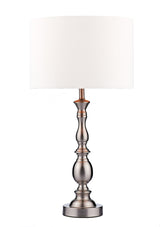 Dar Madrid Table Lamp Satin Chrome With Shade –  from Amos Lighting + Home