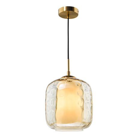 Dar Majella Pendant Aged Brass and Champagne Glass –  from Amos Lighting + Home