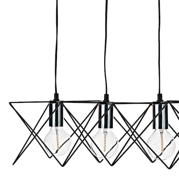 Dar Midi 5 Light Bar Pendant Black and Polished Chrome –  from Amos Lighting + Home