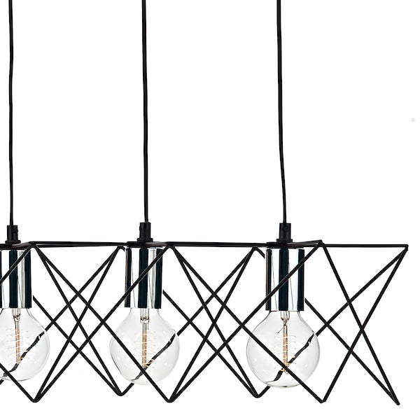 Dar Midi 5 Light Bar Pendant Black and Polished Chrome –  from Amos Lighting + Home