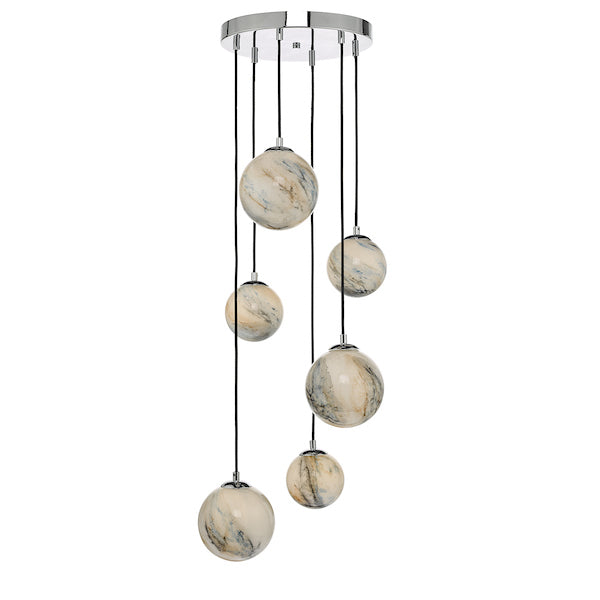 Dar Mikara 6lt Cluster Pendant Planet Glass & Polished Chrome –  from Amos Lighting + Home