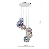 Dar Mira 6 Light Cluster Pendant with Iridised Glass –  from Amos Lighting + Home