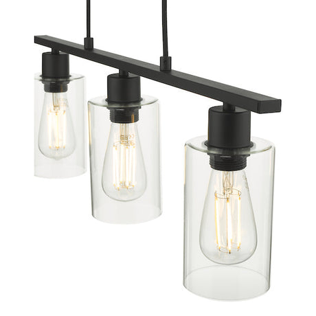 Dar Miu 3 Light Bar Pendant Matt Black Glass –  from Amos Lighting + Home