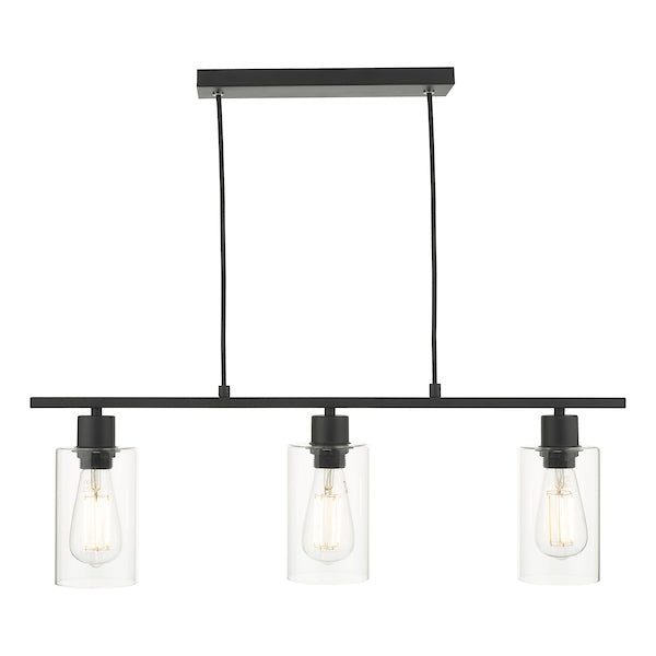 Dar Miu 3 Light Bar Pendant Matt Black Glass –  from Amos Lighting + Home