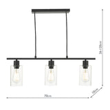 Dar Miu 3 Light Bar Pendant Matt Black Glass –  from Amos Lighting + Home