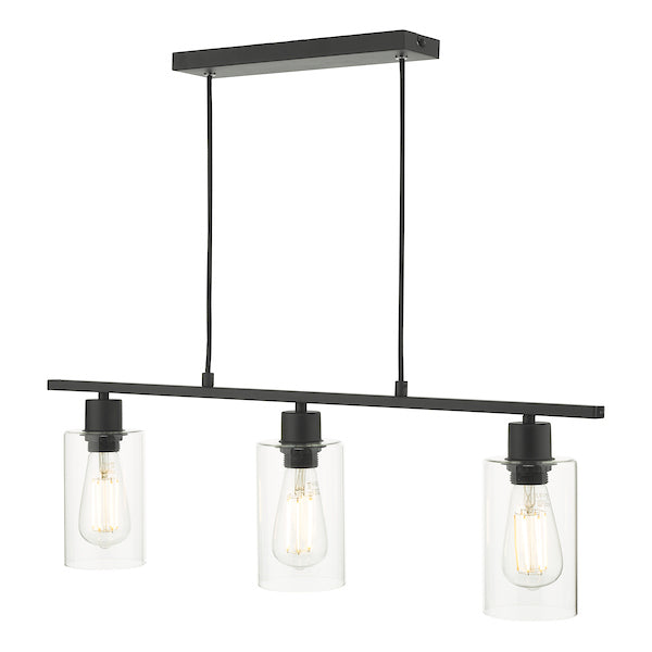 Dar Miu 3 Light Bar Pendant Matt Black Glass –  from Amos Lighting + Home