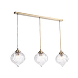 Dar Mya 3 Light Bar Pendant Antique Brass and Glass –  from Amos Lighting + Home