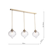 Dar Mya 3 Light Bar Pendant Antique Brass and Glass –  from Amos Lighting + Home