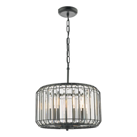 Dar Naeva 3 Light Pendant Matt Black and Crystal –  from Amos Lighting + Home