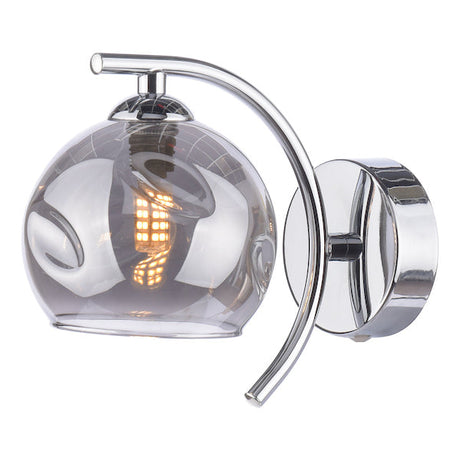 Dar Nakita Wall Light, Chrome with Smoked Glass –  from Amos Lighting + Home