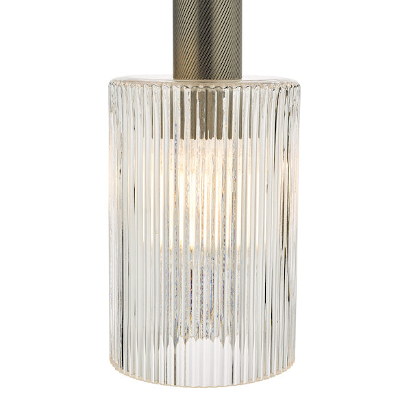 Dar Nikolas Antique Chrome Pendant Ribbed Cylinder Glass –  from Amos Lighting + Home