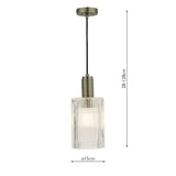 Dar Nikolas Antique Chrome Pendant Ribbed Cylinder Glass –  from Amos Lighting + Home