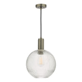 Dar Nikolas Antique Chrome Pendant Ribbed Round Glass –  from Amos Lighting + Home