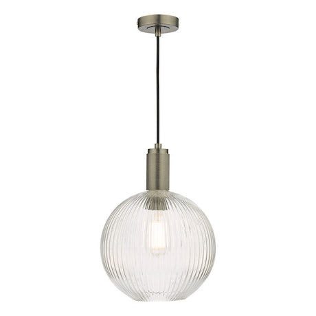 Dar Nikolas Antique Chrome Pendant Ribbed Round Glass –  from Amos Lighting + Home