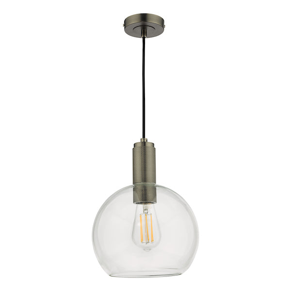 Dar Nikolas Antique Chrome Pendant Round Glass –  from Amos Lighting + Home