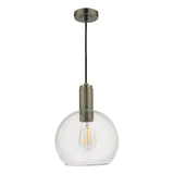 Dar Nikolas Antique Chrome Pendant Round Glass –  from Amos Lighting + Home