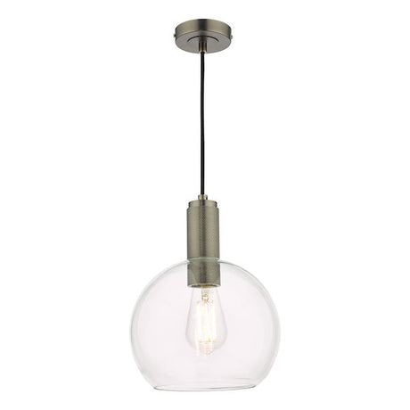 Dar Nikolas Antique Chrome Pendant Round Glass –  from Amos Lighting + Home