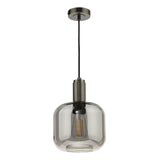 Dar Nikolas Antique Chrome Pendant Smoked Glass –  from Amos Lighting + Home