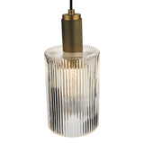 Dar Nikolas Solid Brass Pendant Ribbed Cylinder Glass –  from Amos Lighting + Home