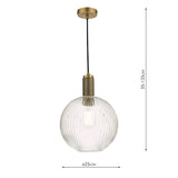 Dar Nikolas Solid Brass Pendant Ribbed Round Glass –  from Amos Lighting + Home