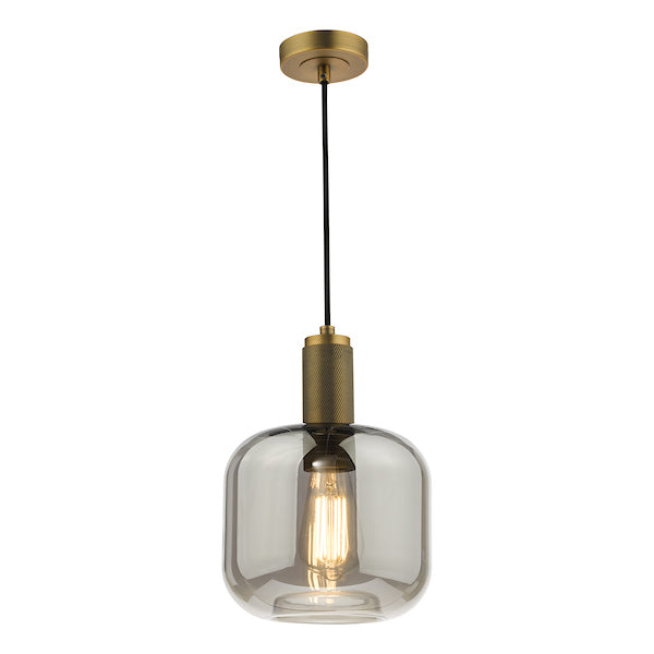 Dar Nikolas Solid Brass Pendant Smoked Glass –  from Amos Lighting + Home