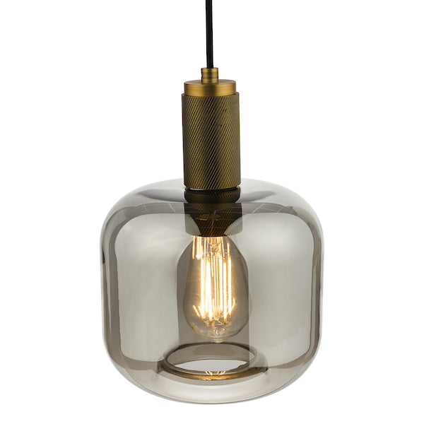 Dar Nikolas Solid Brass Pendant Smoked Glass –  from Amos Lighting + Home