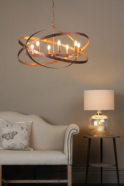 Dar Nitya 8lt Pendant Chandelier Oxidised Copper –  from Amos Lighting + Home