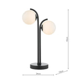 Dar Orlena 2 Light Table Lamp Matt Black and Opal Glass –  from Amos Lighting + Home